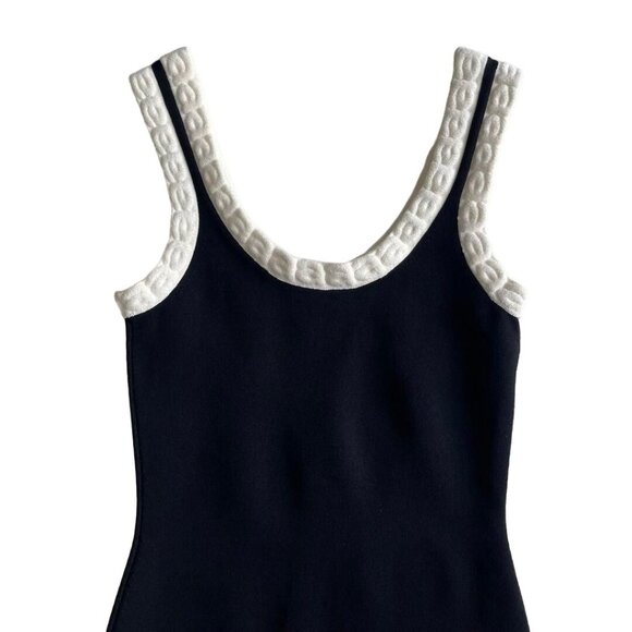 Alexander Wang Logo Jacquard Trim Tank Mini Dress Colorblock Black White XS - Picture 4 of 7